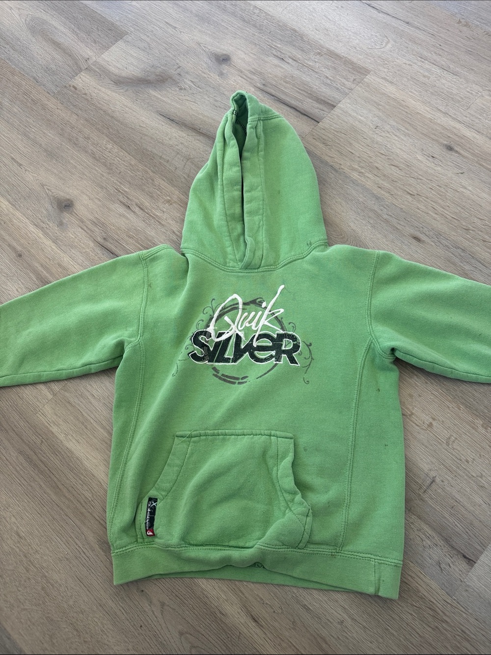 Quiksilver Lime Green Graphic Hooded Sweatshirt